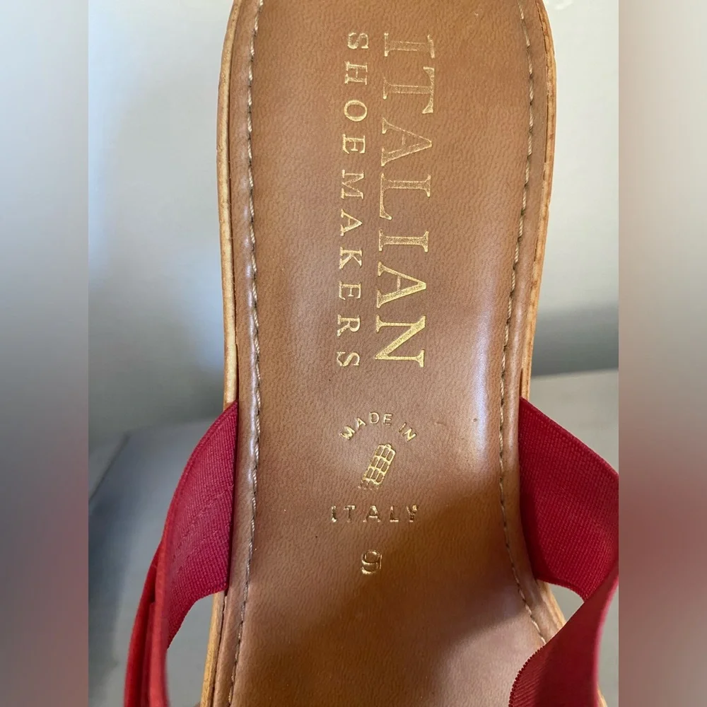 ITALIAN SHOEMAKER ...Elegant Red Wedge Sandals